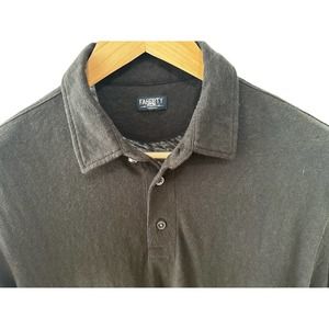 $118 Faherty RESERVE Linen Polo Washed Black, size S